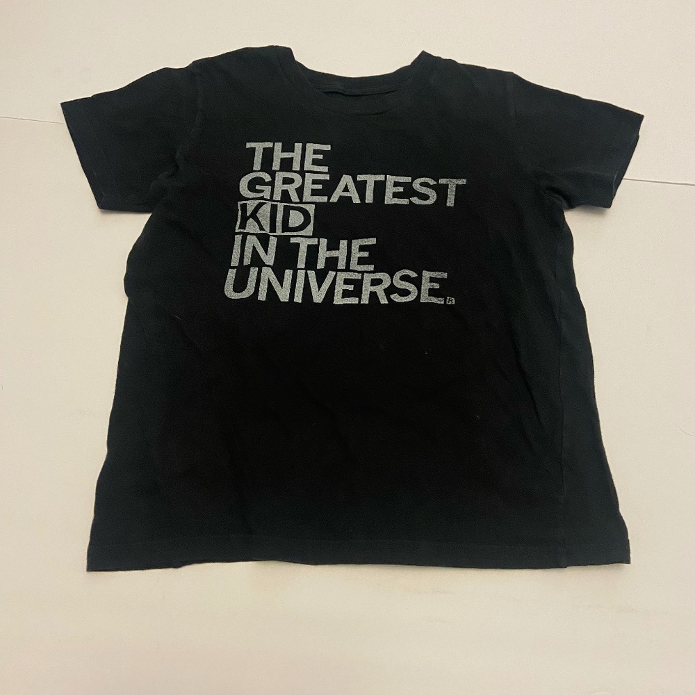 Kids Black graphic t shirt The Greatest Kid in the Universe Size Small